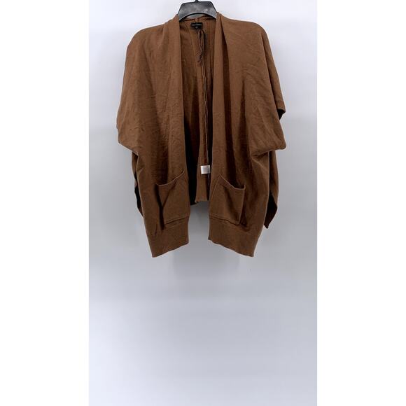 COCO+CARMEN Women's Brown Rib Knit Open-Front Short Sleeve Cardigan SZ OS - Picture 1 of 10